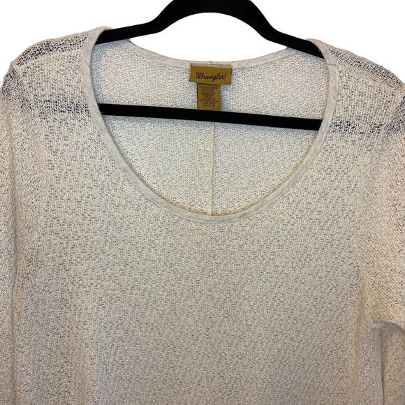 ❤️Wrangler Knit Sweater‎ Bell Sleeves Crochet Detail Size XXL Women's Oatmeal - Picture 1 of 10